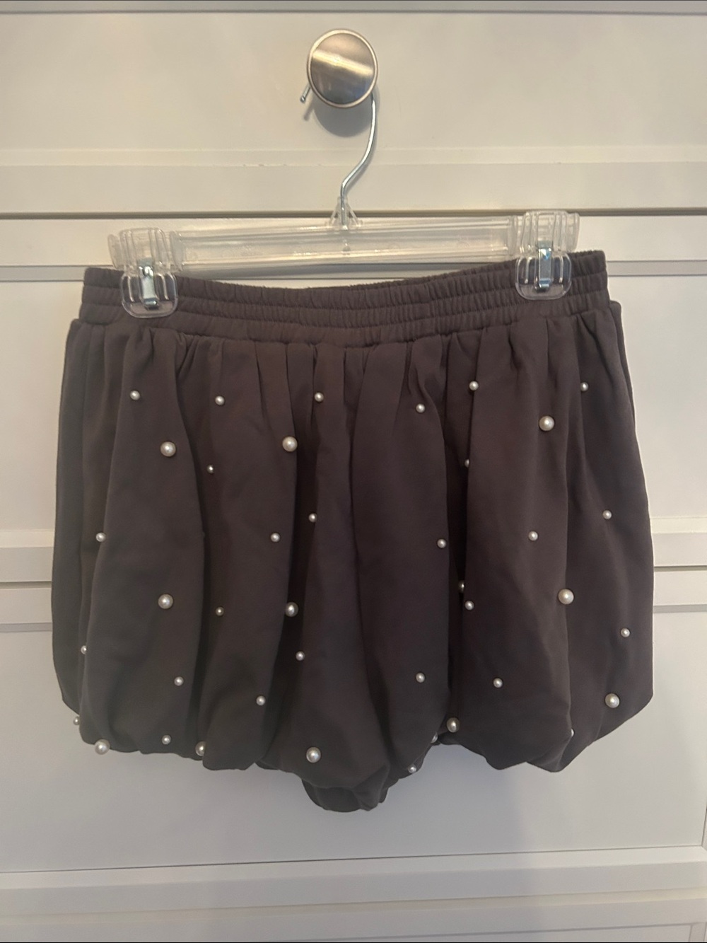 Pearl embellished grey Bubble Shorts